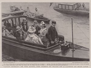Ascot dimanche sur la rivière, le prince de Galles sur un bateau à Bray Lock